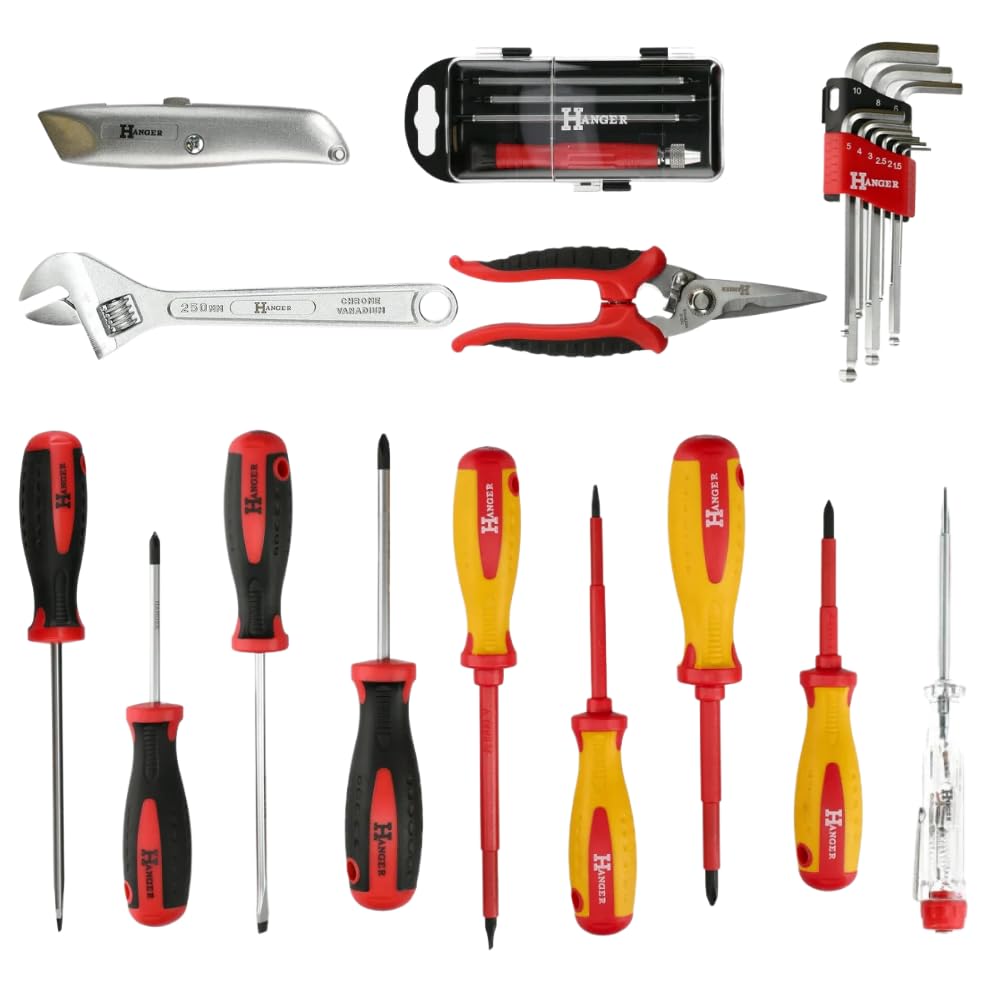 Caisse à outils complète pour le quotidien, 121 pièces, Pinces et coupe-tout, Scie, tournevis et Clés mixtes, Outillages à main, Douilles et accessoires en 1/4", 1/2" - Multiples embouts