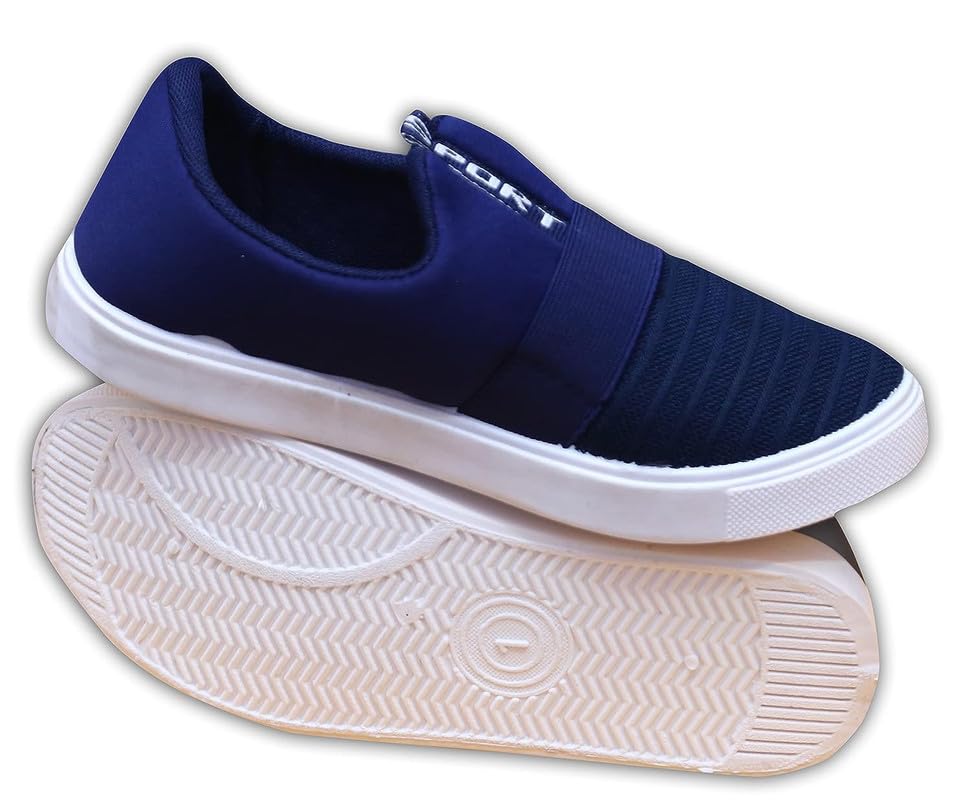 Running shoes for Active kids without-lace for 6-10 year boys and girls|| outdoor, Gaming, Sneakers, Slip-On, Lightweight Athletics Sneaker, toothless and comfortable shoes (Blue, 9) 3