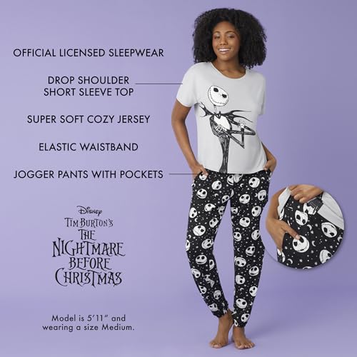 Image of Richard Leeds International Womens 2 Piece PJs Set - Disney | Hello Kitty | Snoopy - Short Sleeve Top & Jogger Lounge Sets