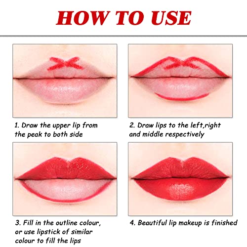Lip Liner And Lipstick Set,2-in-1 Double Head Matte Cream Lipstick & Lip Liner,Waterproof Sweatproof No Smudge Long-Lasting Moisturizing Smooth Highly Pigmented Makeup Set(Red) - Image 7