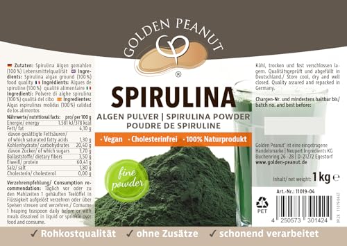 GOLDEN PEANUT Spirulina Algen Pulver 1 kg – 100% reines Spirulinapulver, Zellwände aufgebrochen, Premium Qualität, roh, vegan – Bild 3