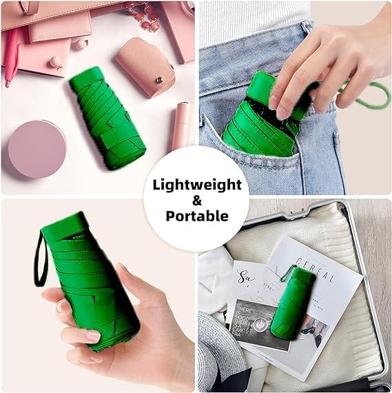Image of SNKR ESSENTIALS HEMOVIA Mini Umbrella with Case for Men & Women (Manual Open) Compact Travelling Umbrella, Polyester & UV Protection Fabric for Summer Use in Rain & Summer- 6 Frame