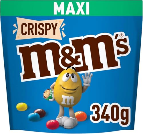 M&M's Crispy Snack en Bolitas de Colores de chocolate crujiente con arroz hinchado, regalo chocolatina (340g)