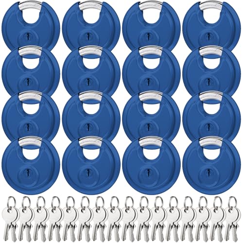 Image of Chumia 16 Pack Padlocks Keyed Alike, Stainless Steel 2-3 /4 Wide, 3 /8 Shackle Disc Locks for Outdoor, Storage Units, Garages, Gym Lockers(Blue)