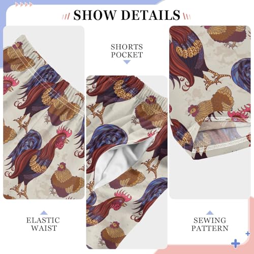 ZZXXB Rooster Chicken Boys Long Pants Soft Trousers Elastic Waist Kids Lounge Bottoms with Pockets S-XL4