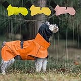 Dog Raincoat Hooded with Night Reflective Stripe Waterproof Leash Buckle Hole Jacket Pet Apperal (Medium,Orange)