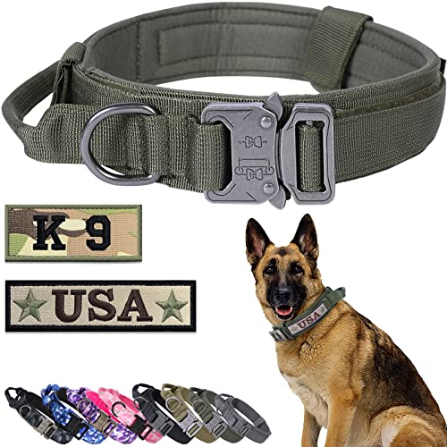 Tactical Dog Collar Nylon Adjustable Military Training Collar With Handle And Heavy Duty Metal Buckle K9 Dog Collar For Medium Dogs #TOP2