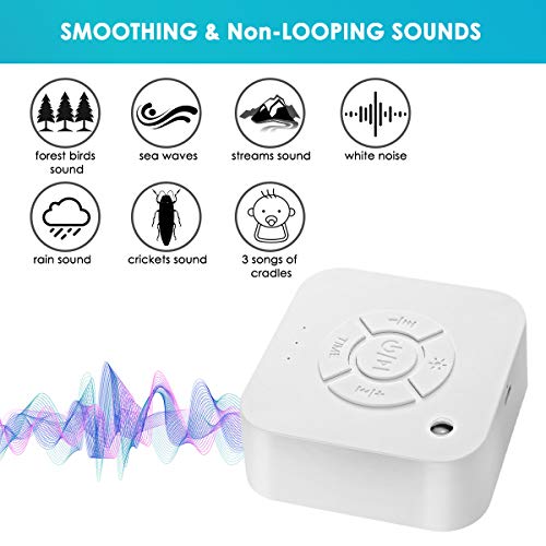 White Noise Sound Machine for Sleeping,Leyeet 9 Non-looping Soothing Sounds Sleeping Therapy 3-gear Timer Setting Sound Spa Relaxation Machine for Baby/Kids/Adults/Home/Office Privacy