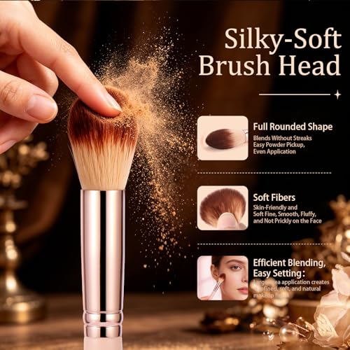 Image of Makeup Brush, Tapered Face Brush for Setting Powder, Blush, Bronzer and Highlighter, Soft Fluffy Synthetic Bristles with Pink Handle