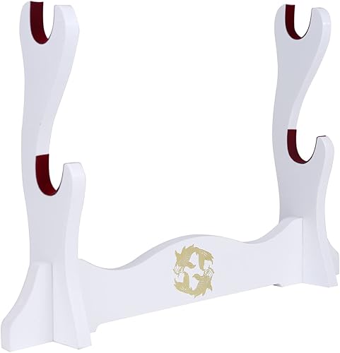 Soporte de espada de terciopelo japonés acolchado Katana Stand Samurai Display Rack Soporte All Tanto Sword Yin y Yang 2 Tier