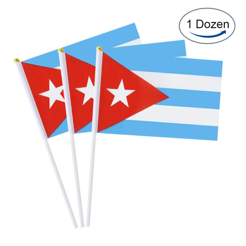 Cuba Flag Cuban Flag, Small Mini Handheld Cuba Flags on Stick, Ideal for Party Parades Sports Events Patriotic Festival Decorations
