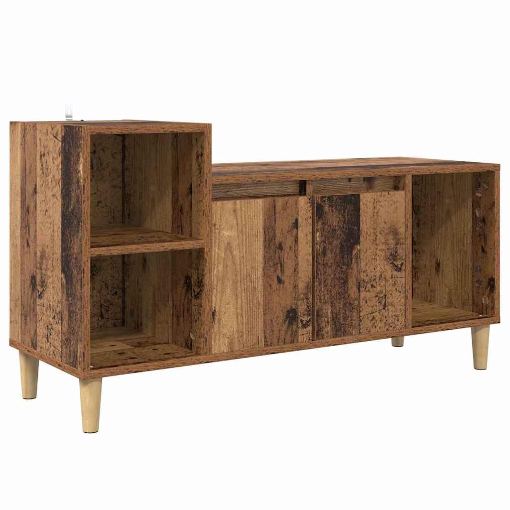 Mobile TV 100 x 35 x 55 cm Legno Ingegnerizzato Legno Vecchio | Mobiletto per soggiorno con due ante e ripiano, ideale per posizionare decoder, console di gioco e accessori.