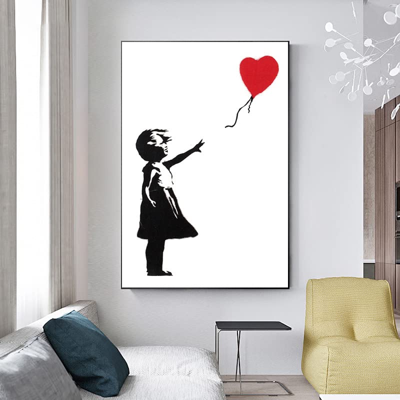 Amazon｜Banksy バンクシー アートパネル 赤い風船と少女 ネズミ