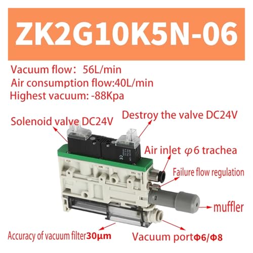 Générateur de vide pneumatique compact ZK2G10K5N-06 avec électrovanne - 3