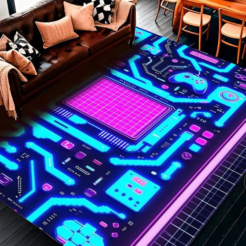 Tapete decorativo rectangular lavable 8'x10' azul