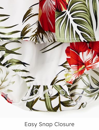 Image of PATPAT Family Vacation Outfits Matching Sets with Baby Mommy and Me Sundresses Tropical Floral Leaf Print Halter Neck Hawaiian Caribbean Dress Beach Red Flower Romper Dress for Baby Girl 6-9 Months