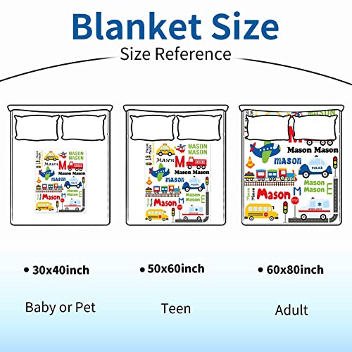 Image of Personalized Blanket with Name Traffic Car Transport Custom Name Blanket