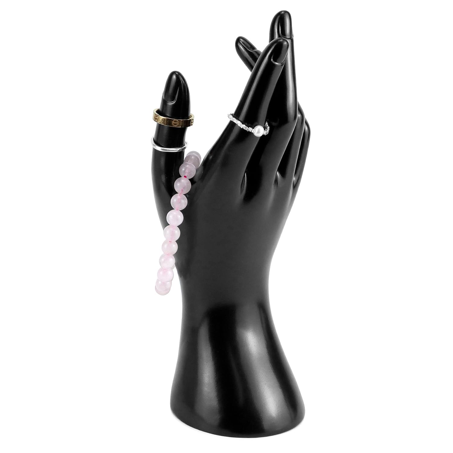 2 Présentoirs Main Pour Bijoux - Support Décoratif Noir Et Blanc, 23x9x7,5 Cm, Pour Rangement Bagues Et Bracelets