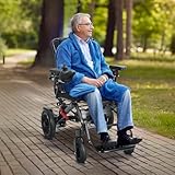 All-Terrain Electric Wheelchair, 20Km Running Capacity, Electric Wheelchairs for Adults, Foldable Lightweight Electric Wheelchair, One Hand Operation(Right Hand)