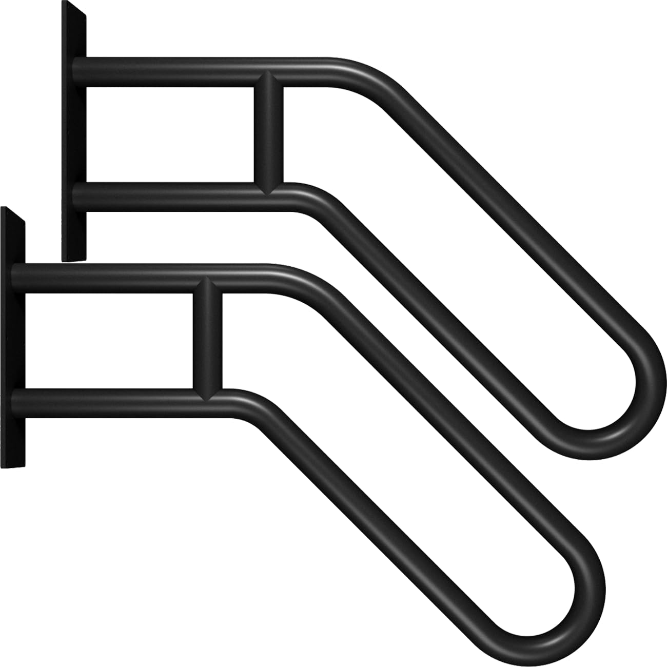 Hand Rails for Outdoor Steps Stair Railing Indoor Rail Metal Heavy Duty Non-Slip 1-3 Step Wall Mount Grab Bars U-Shape Safety Handle Garage Porch Courtyard Doorways (2 Pack 23")