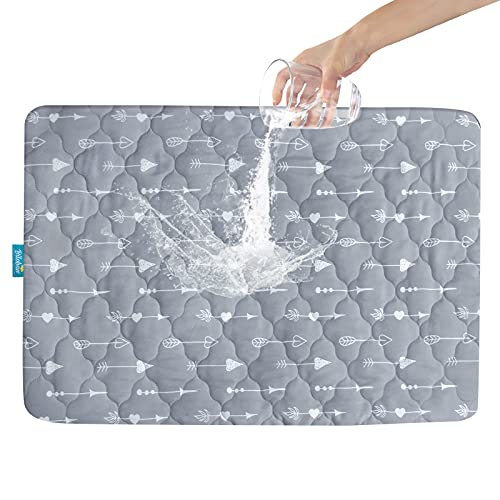Image of Pack and Play Mattress Protector Sheets Fitted Waterproof Pack and Play Mattress Pad Cover, Compatible with Graco Pack n Play & Dream On Me & Pamo Babe, Playpen/Playard Sheet, Gray Arrow, 39" x 27"
