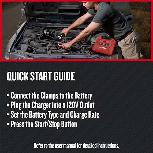 CRAFTSMAN 12A Car Battery Charger and Maintainer, 4-in-1 Solution, Battery Tester, for 6V/12V Power Sport, Automotive, and Marine Batteries, CMXCESM258 view 5