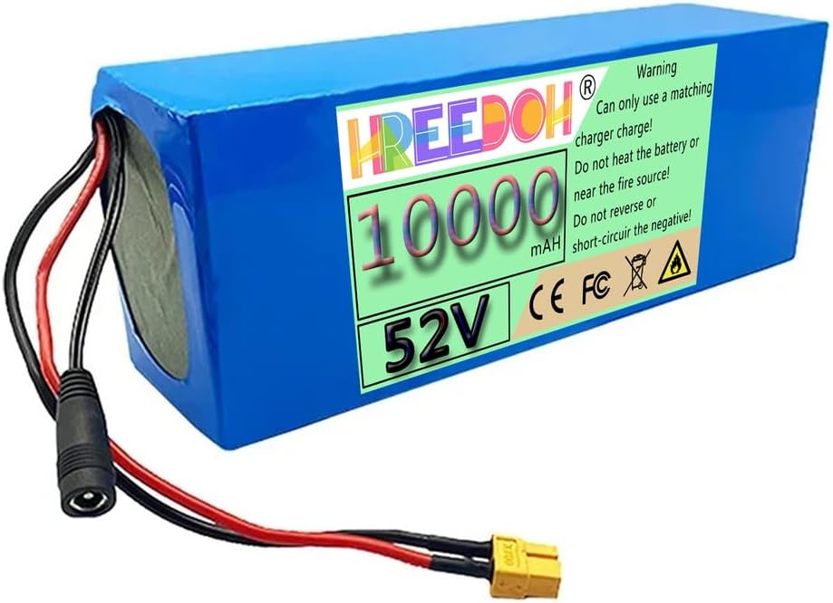 52 Volt Lithium Battery Pack 52V 10Ah Lithium Ion Battery with Charger and BMS Protection Board for 0-520W Motor