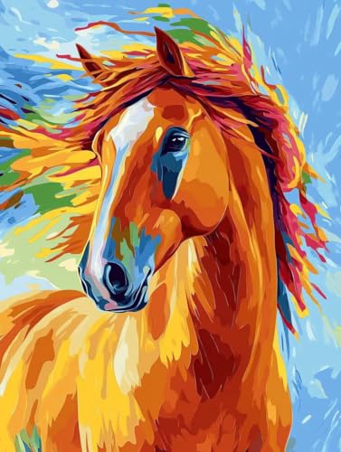 Diamond painting abstrait cheval : loisirs créatifs adultes maison décor
