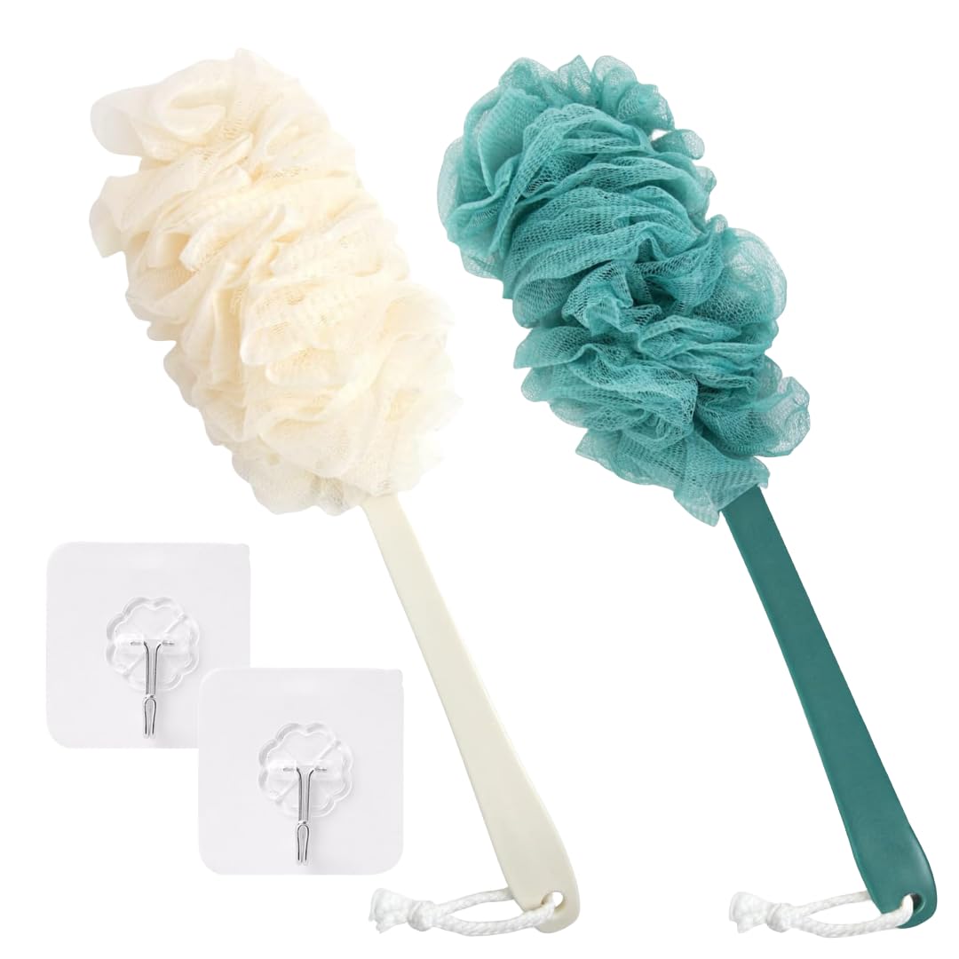 MEETOZ 2Pack Back Scrubber for Shower Loofah Sponge Brush Exfoliating Body