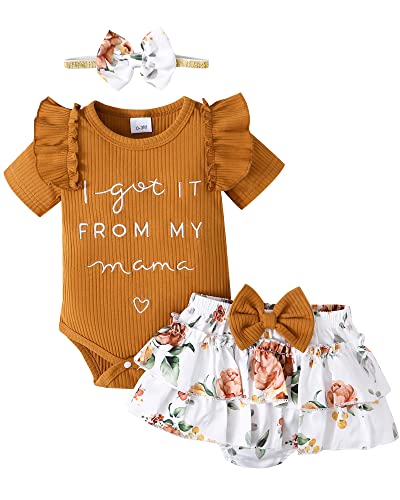 Image of Mioglrie Newborn Infant Baby Girl Clothes Romper Shorts Set Floral Summer Outfits Cute Baby Clothes Girl