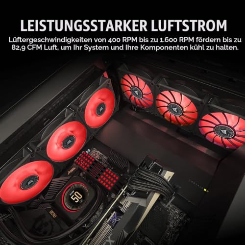 Corsair ML140 LED ELITE, 140mm PWM-Lüfter mit LEDs (CORSAIR AirGuide-Technologie, Magnetschwebelager, Bis zu 1.600 U/min, acht helle LEDs… – Ansicht 5