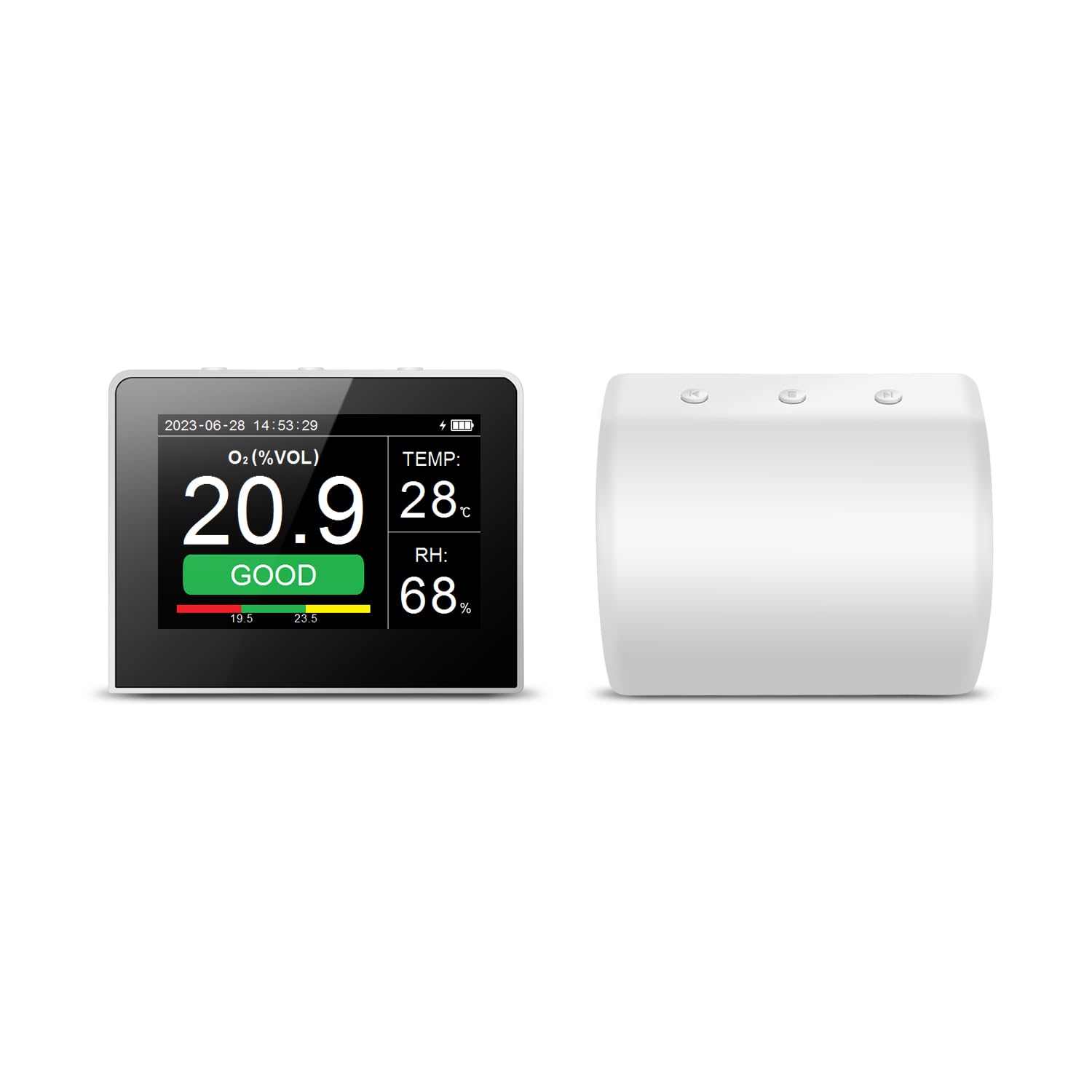 Probador de Medidor de O2 para Interiores/exteriores, Detector Calidad del Aire 3 en 1, Monitor Temperatura y Humedad para el Hogar, la Oficina y el Coche