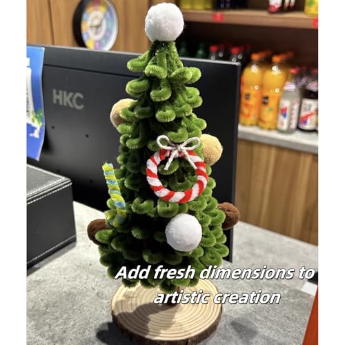 Miniatura 4 de Lianrises 100 Piezas Limpiapipas Manualidades Verde, Limpia Pipas Para Manualidades, 30cm X 6mm Diy Halloween, Decoración Del Árbol De Navidad