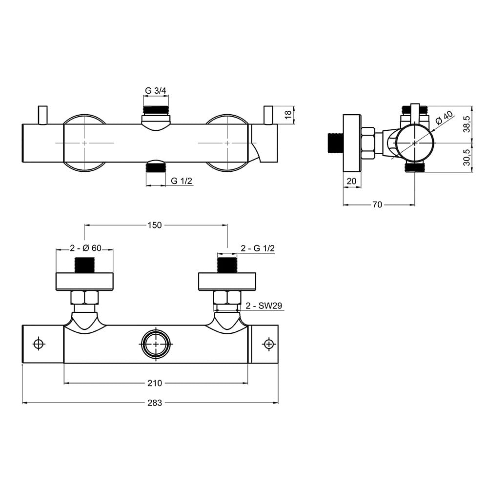 Rubinetto monocomando per colonna doccia TOR/VER, forma rotonda, realizzato in ottone e finitura cromata lucida, con deviatore integrato e maniglia di facile utilizzo