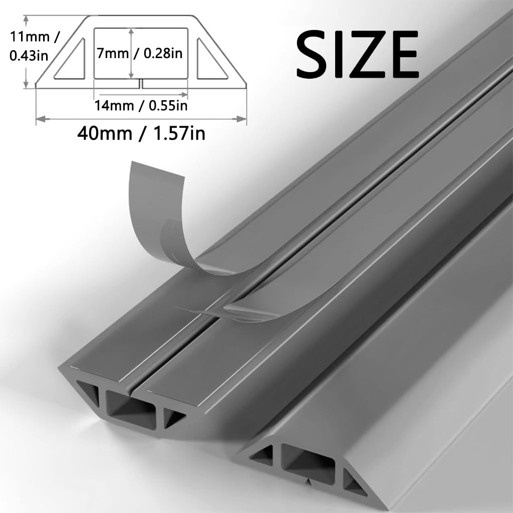 Copricavo Da Pavimento, Nasconde, Ripone E Protegge I Cavi，Nascondicavo Da Pavimento In PVC Morbido Flessibile E Resistente Alla Pressione(Gray A,3m)