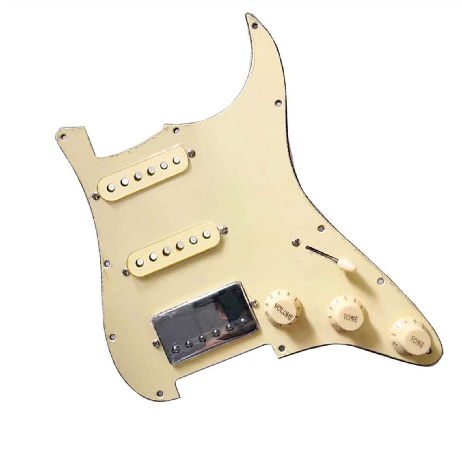 Ensemble de pickguard guitare électrique beige micros simple et double câblés - 5
