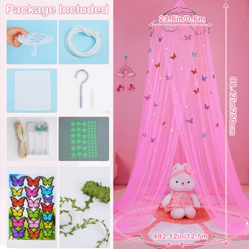 Image of FIOBEE Bed Canopy for Girls Room with LED Light Kids Toddler Bedroom Decor