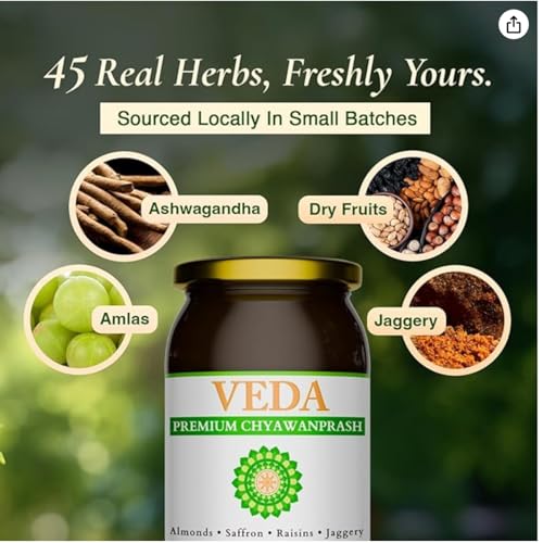 Image of Veda Premium Chyawanprash - Jaggery Based Sugar Free Chyawanprash | 475 Gms | Enriched with Almonds & Saffron