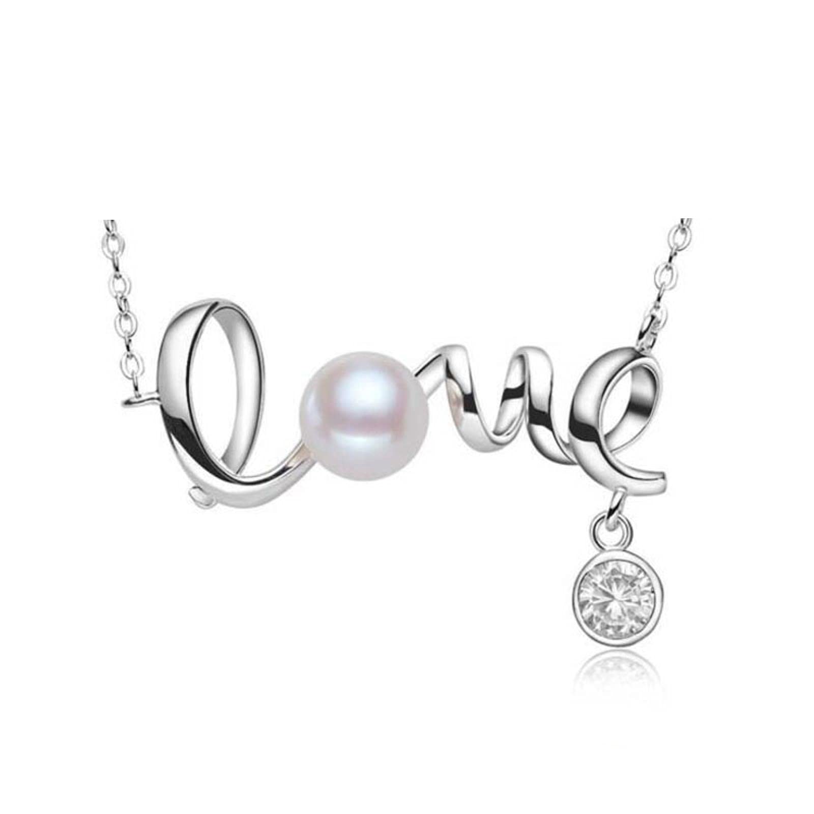 LOKILOKI Perlas Naturales Collares Y Colgantes De Perlas De Agua Dulce, Joyas De Plata De Ley 925 Joyas Nuevas para Mujeres Carta De Amor