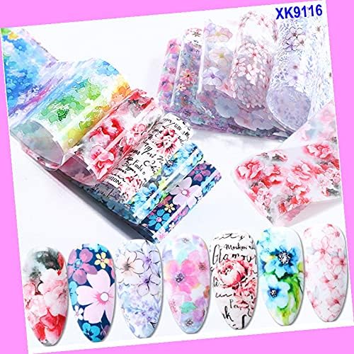 10pcs 20x4cm Chrysanthemum Daisy Glory Flower Nail Foil Transfer Sticker Xk9116 for Nails Design Nail Art Stickers Decals Supplies Manicure Tips Sticker Colorful for Nail Decorations