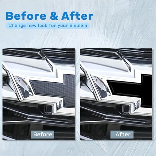 Image of Bilisin Bowtie Emblem Vinyl Wrap Sticker for Chevy 11.8 inch x 4 inch | 3PCS Black,Diy Kit,Self-Adhesive,No-Drill Install