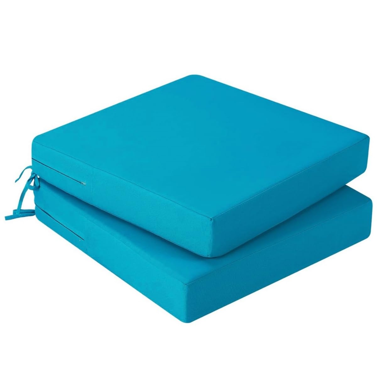 Hiseng Waterproof Outdoor Cushion Covers Set of 2 Solid Color Patio Seat Cushion Covers Replacement with Zipper for Garden Chair Cushion, Washable Rattan Furniture Protector (Cyan,40x40x8cm)