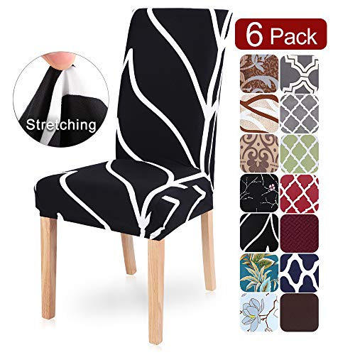 SearchI 6 Pack Dining Room Chair Covers Slipcover Protector, Super Fit Stretch Removable