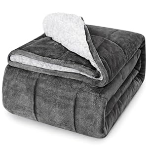 CYMULA Flannel Weighted Blanket Adult: 60×80inch Sherpa Fleece Heavy Blanket – Breathable Soft Blanket 20lbs Queen Size – Snuggly Bed Blankets with Glass Beads- Dark Grey