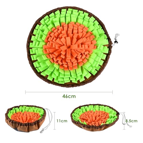 Gaethra Schnüffelteppich für Hunde, Snuffle Mat for Dog, Langlebig Schnüffeldecke, Größenverstellbar, Waschbar, für Intelligenz und Dufttraining, langsames Fressen und Stressabbau (Grüner + Orange)