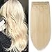 S-noilite Clip in Remy Human Hair Extensions 100% Remy Human Hair One Piece 5 Clips Straight Soft Extensions 3/4 FULL HEAD-Thicker(20 Inch-95g,#60 Platinum Blonde)