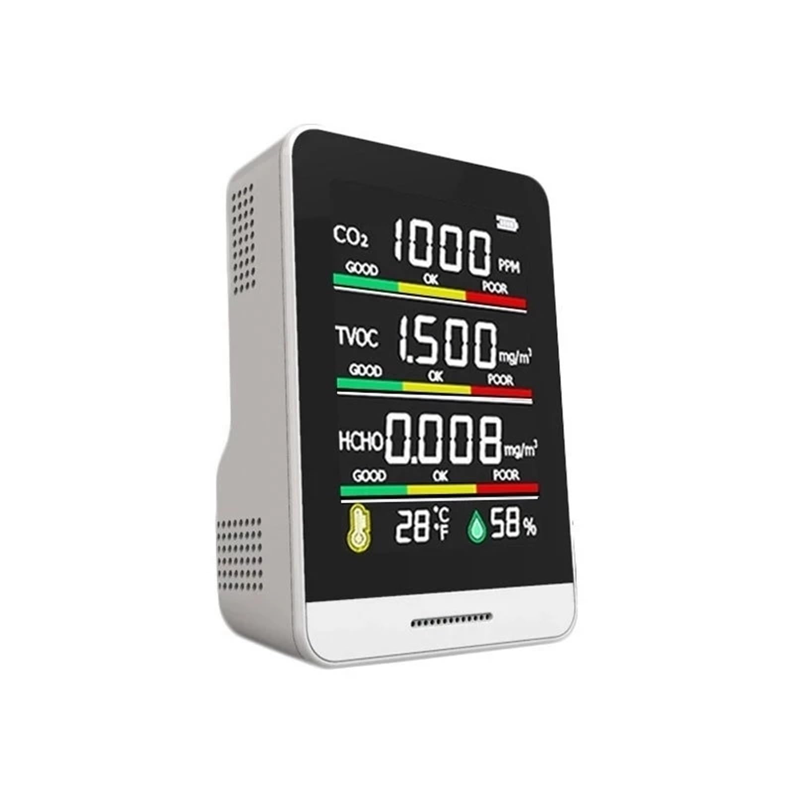 Monitor della qualità dell'aria, Misuratore di CO2 5 in 1, sensore di temperatura e umidità digitale, monitor a qualità 'aria