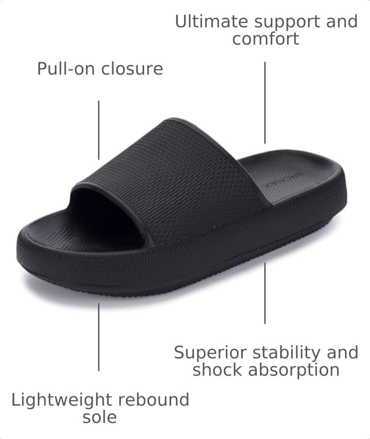 Image of BRONAX Cushioned Thick Sole Pillow Slippers for Women and Men Y10 | Cloud-Like Soft Sole, Foot Pain Relief, EVA Platform Sole, Indoor Outdoor Slides, Waterproof Shower Ready, Quick-Drying