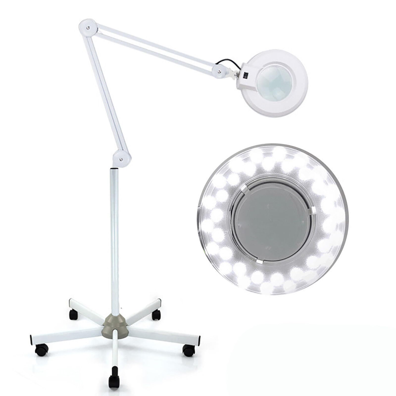 LED Lupenleuchte Arbeitsplatzlampe 8 Fache Vergrößerung 5 Dioptrien Lupenlampe Tischlupe mit Stativ für Kosmetiksalons Arztpraxen Hobbybastler Leuchtlupe Lesehilfe Vergrößerungslampe Lupe (LED)