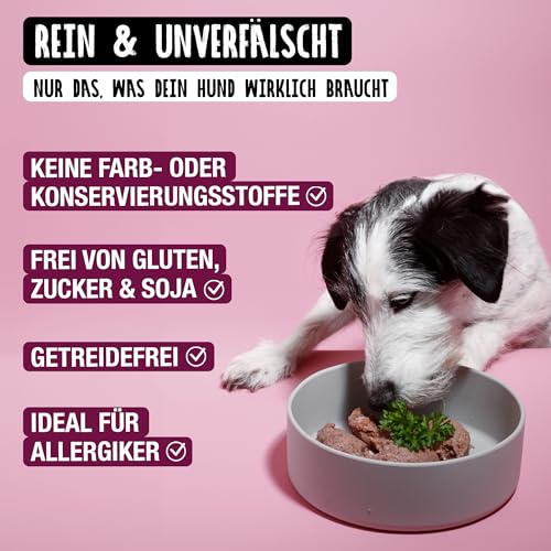 TIERLIEBHABER – Hundefutter Nass 400g Huhn mit Gemüse – Von Tierärzten entwickelt – Nassfutter Hund mit 90% Fleischanteil – Dog Food als Hundenassfutter 400g Dosen